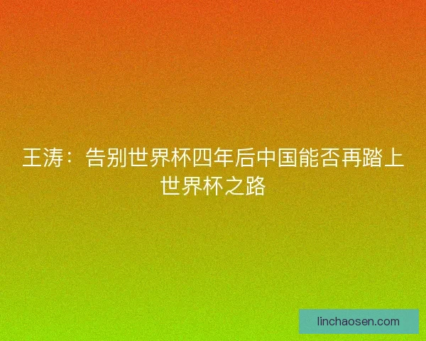 王涛：告别世界杯四年后中国能否再踏上世界杯之路