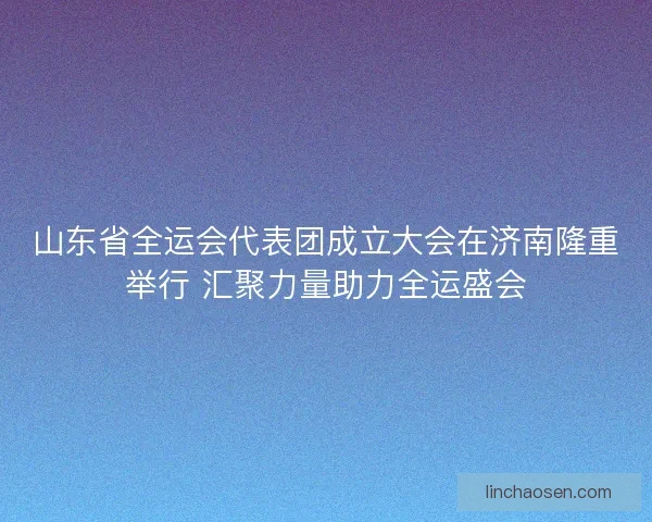 山东省全运会代表团成立大会在济南隆重举行 汇聚力量助力全运盛会